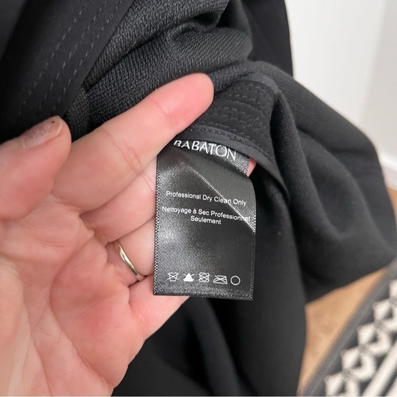 BABATON Aritzia Black V Neck Tie Waist Midi Dress With Dramatic Side Slits Sz M - Picture 8 of 9